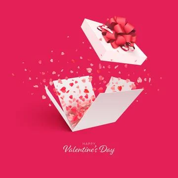 Valentine's day Background with Open Gift Box and Hearts Stock Illustration