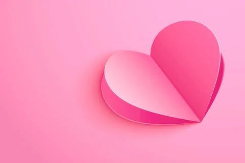 Valentines day background with paper shape hearts on pink pastel. Stock Photos