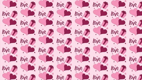 Valentine's day background pattern on a seamless loop Stock Footage 232685939