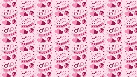 Valentine's day background pattern on a seamless loop Stock Footage 232831935