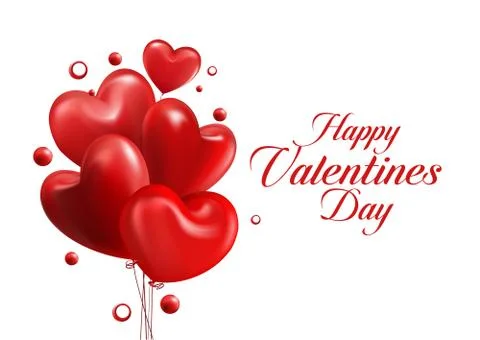 Valentines Day Background with Realistic Red Sweet Balloon Stock Illustration