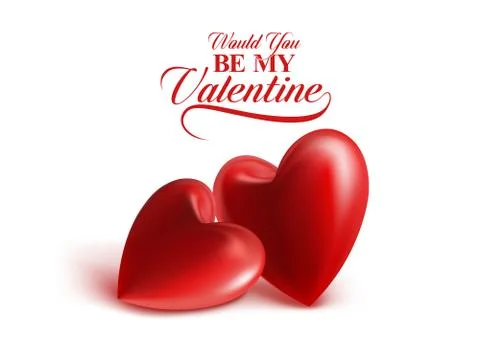 Valentines Day Background with Realistic Red Sweet Balloon Hearts Stock Illustration