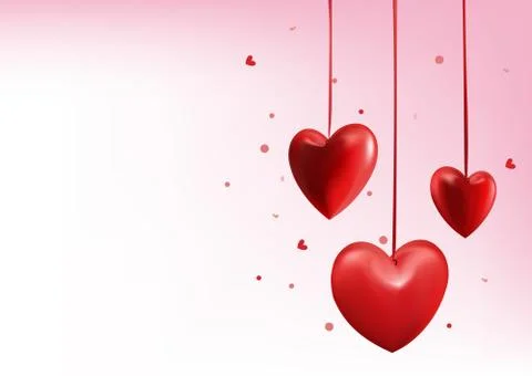 Valentines Day Background with Realistic Red Sweet Balloon Stock Illustration