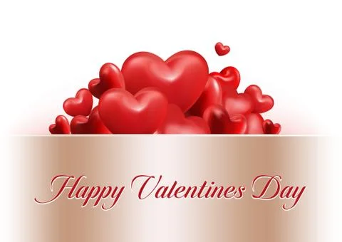 Valentines Day Background with Realistic Red Sweet Balloon Hearts 库存插图