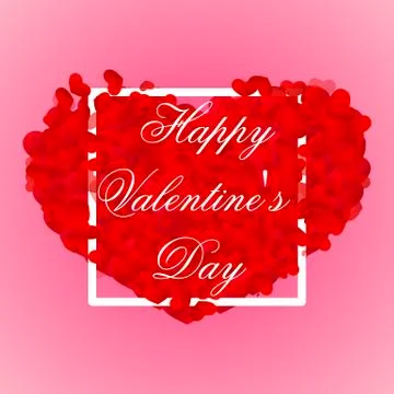 Valentines day background with red 3d hearts Illustrazione stock
