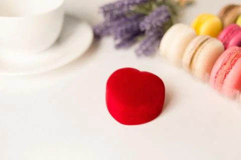 Valentine's day background with ring box Stock Photos