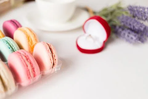 Valentine's day background with ring box Stock Photos