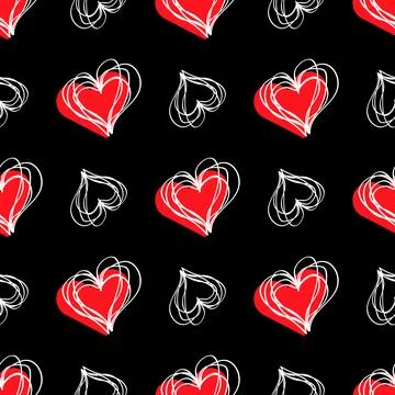 Valentines day background. Seamless pattern made of ornamental hearts of vari 스톡 일러스트