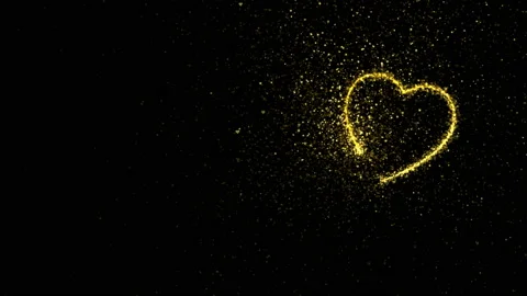 Valentines day background with shining gold sparkling heart particles on black. Stock Footage 102363653