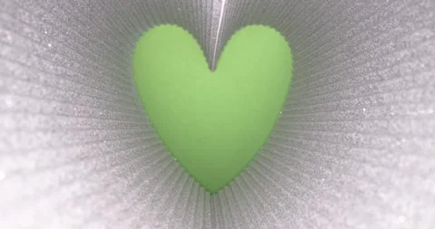 Valentines day background, silver glitter heart shape, green screen chroma key Stockbeeldmateriaal 154016927