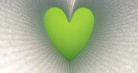 Valentines day background, silver glitter heart shape, green screen chroma key Stock Footage