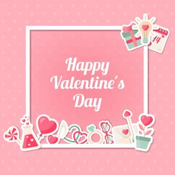 Valentines day background with square frame Stock Illustration