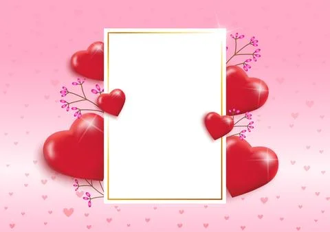 Valentines Day background with textbox and beautiful hearts balloons. Greet.. Stock Illustration