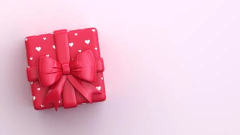 Valentine's Day background. Top view of a 3D gift box with hearts Illustrazione stock
