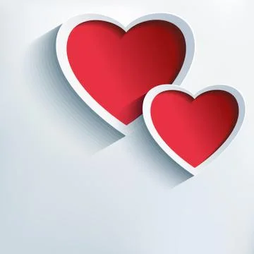 Valentines day background with two 3d hearts Stock Illustration