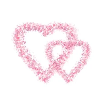 Valentine's Day background with two love pink hearts . Illustrazione stock