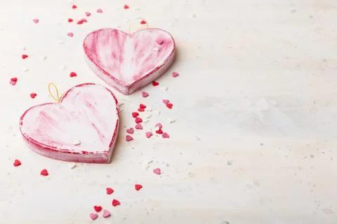 Valentines day background with two red hearts Fotos Stock