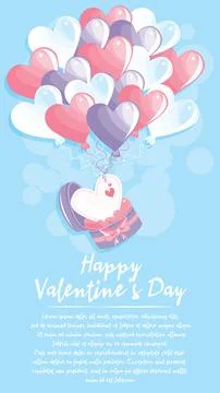 Valentine's Day balloons theme elements. Happy valentine day banner. Stockillustratie