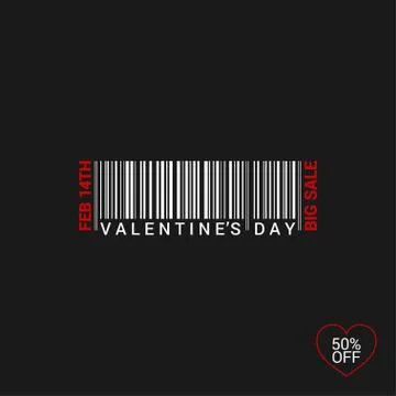 Valentines Day Bar Code Logo Background Stock Illustration
