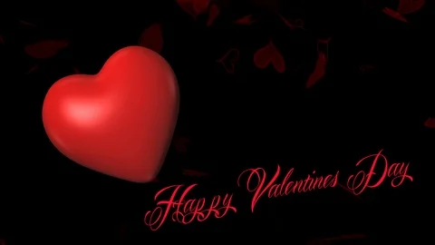 Valentines day beating heart looping animation, Happy Valentines Day text Stock Footage 100333724