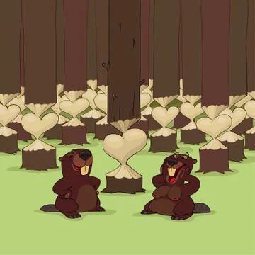 Valentine's day of beavers Illustrazione stock