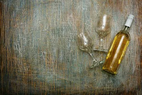 Valentine's Day, Bottle of wine, empty glasses, wine, winemaking, celebration Photos