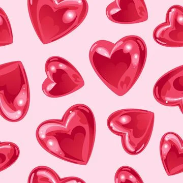 Valentines Day. Bright seamless pattern with shiny realistic balloons in the Stock Illustration