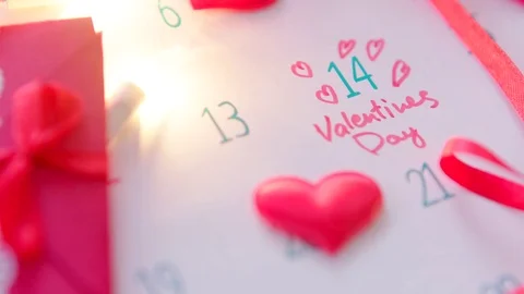 Valentine's day in calendar Stock Footage 71557434