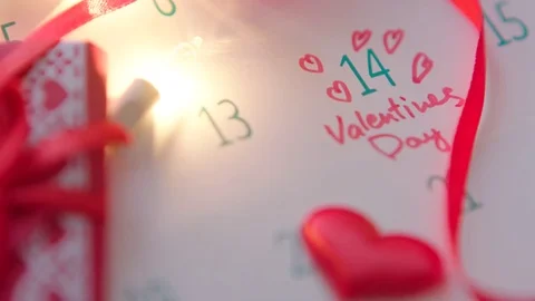 Valentine's day in calendar Stock Footage 71558546