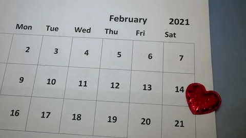 Valentine's Day on the calendar Stock Footage 147939299