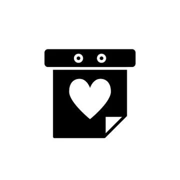 Valentines day calendar solid icon. Calendar with heart vector illustration Stock Illustration