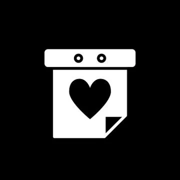Valentines day calendar solid icon. Calendar with heart vector illustration Illustrazione stock