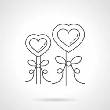 Valentines Day candies flat line vector icon Stock Illustration