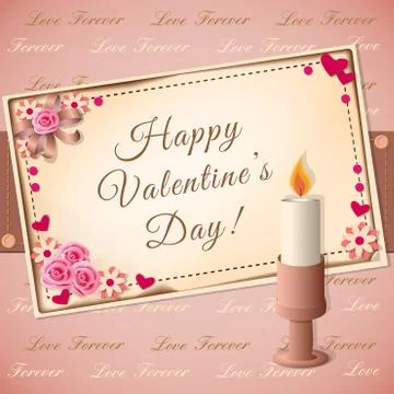 Valentine's day with candle Stock Illustration