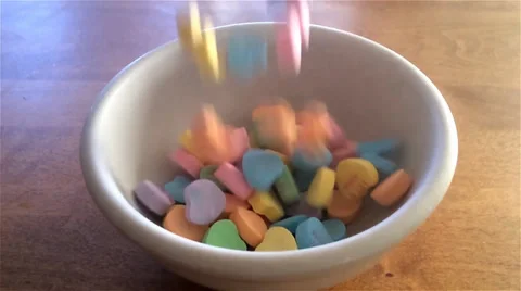 Valentine's Day Candy Falling in Slow Motion Video stock 34260927