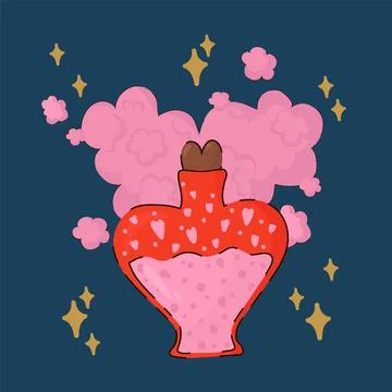 Valentine's Day card with clouds. Vector image of romantic and tender elements Illustrazione stock