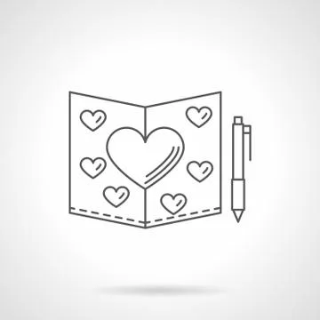 Valentines Day card flat line vector icon Illustrazione stock