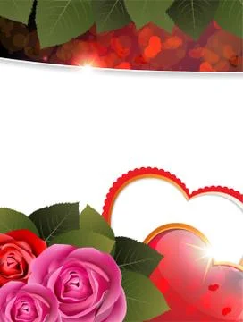 Valentines Day card with hearts and roses Stock Illustration