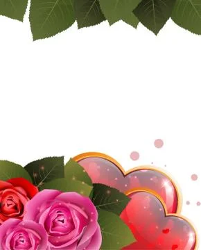 Valentines Day card with hearts and roses Stock Illustration