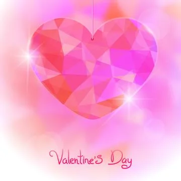 Valentine's Day card with precious heart  on light effect background Stock Illustration