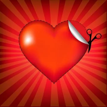 Valentines day card with rays Stock Illustration