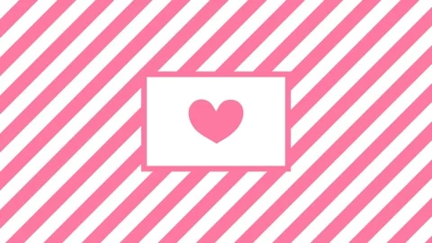 Valentine's Day card. Rectangular frame with a heart on a striped background. Vídeos de archivo 258001823