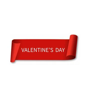 Valentine's day card with red scroll. Vector Stock Illustration