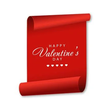 Valentine's day card with red scroll. Vector Stock Illustration