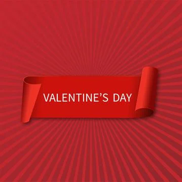 Valentine's day card with red scroll. Vector. Stock Illustration
