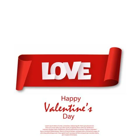 Valentine's day card with red scroll. Vector Stock Illustration