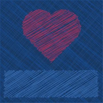 Valentine's Day Card in scribbled lines Stock Illustration