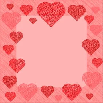 Valentine's Day Card in scribbled lines Stock Illustration