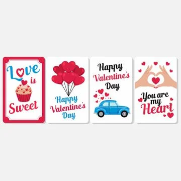 Valentines Day Card Set Vector Love Greeting Stock Illustration