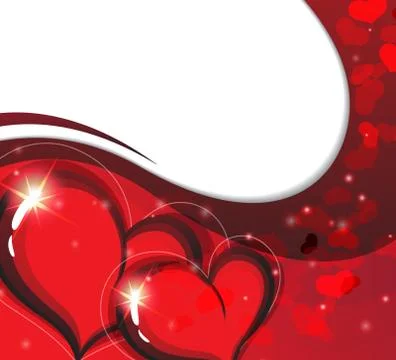 Valentine's Day card with sparkling hearts Illustrazione stock